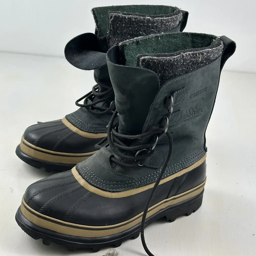 Sorel Caribou Lined Snow Boots Men's 7‎ Winter Waterproof Leather Rubber Blue